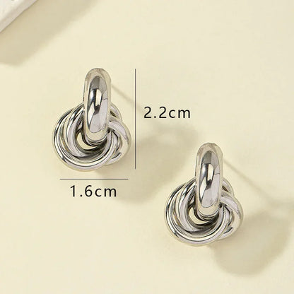 Gold Silver Knot Stud Earrings For Daily Trendy Wear - Smarsty