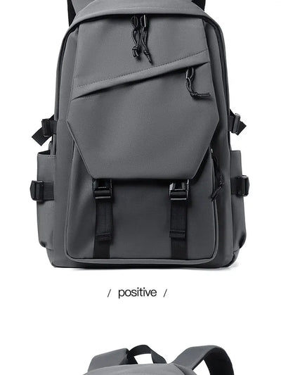 One 15 Inch Polyester Waterproof Solid Color Simple Men's Backpack Fashion Couple Student Computer Backpack - Smarsty