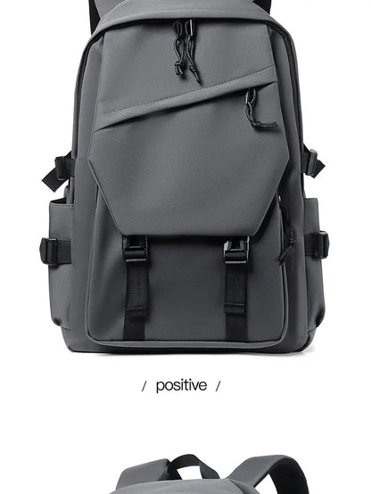One 15 Inch Polyester Waterproof Solid Color Simple Men's Backpack Fashion Couple Student Computer Backpack