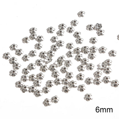 50pcs Tibetan Silver Leaf Flower Bead Caps for Jewelry Making - Smarsty