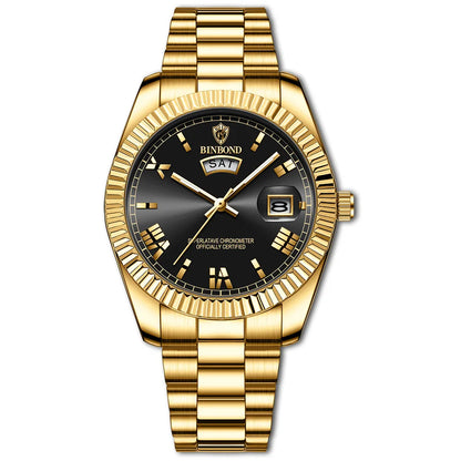BINBOND Men's Classic Waterproof Quartz Watch with Luminous Dial - Smarsty