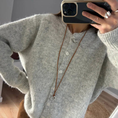 Hirsionsan Elegant Long Sleeve Sweater Women 2024 New Single-Breasted Female Casual Cardigan Soft Cashmere Knitted Outwear - Smarsty