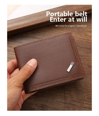 Men's leather short wallet thin wallet foldable minimalist soft leather wallet - Smarsty