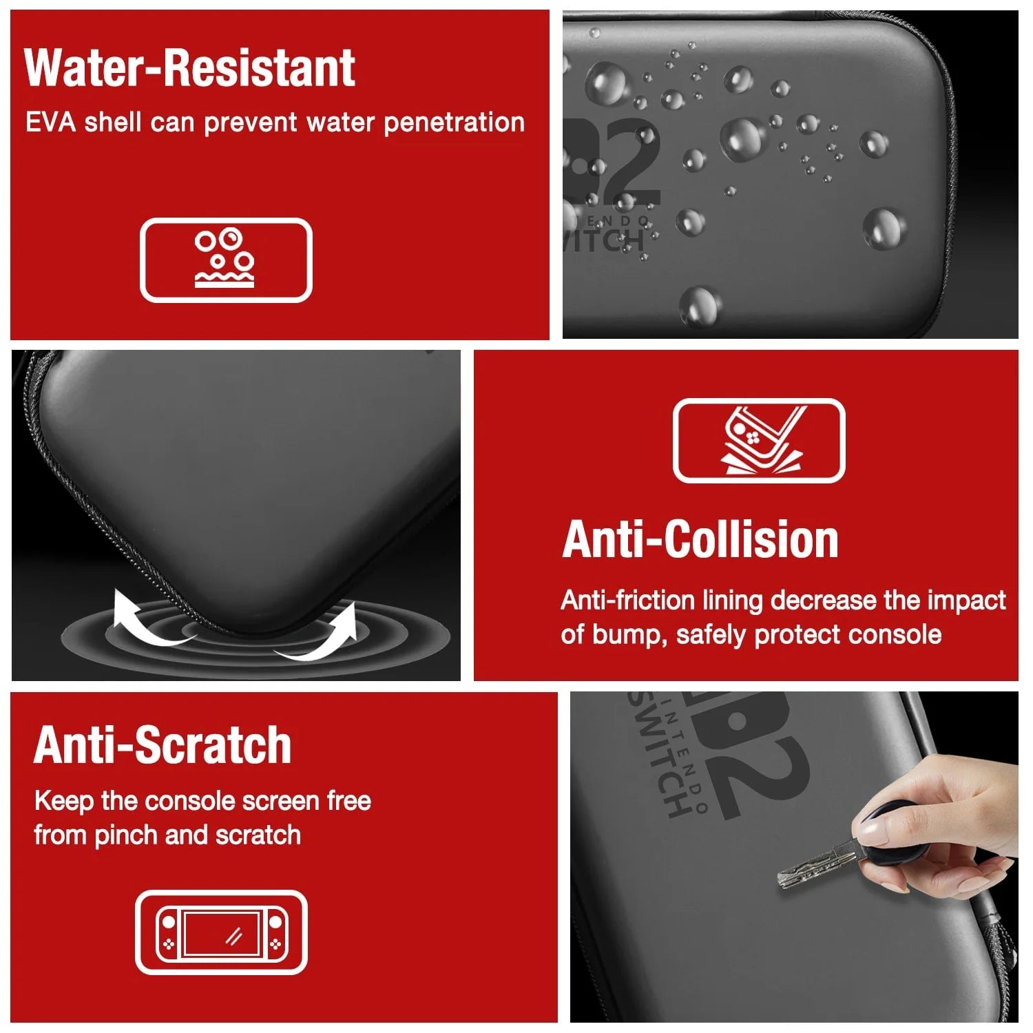 Slim Waterproof Carrying Case for Nintendo Switch 2 - Smarsty