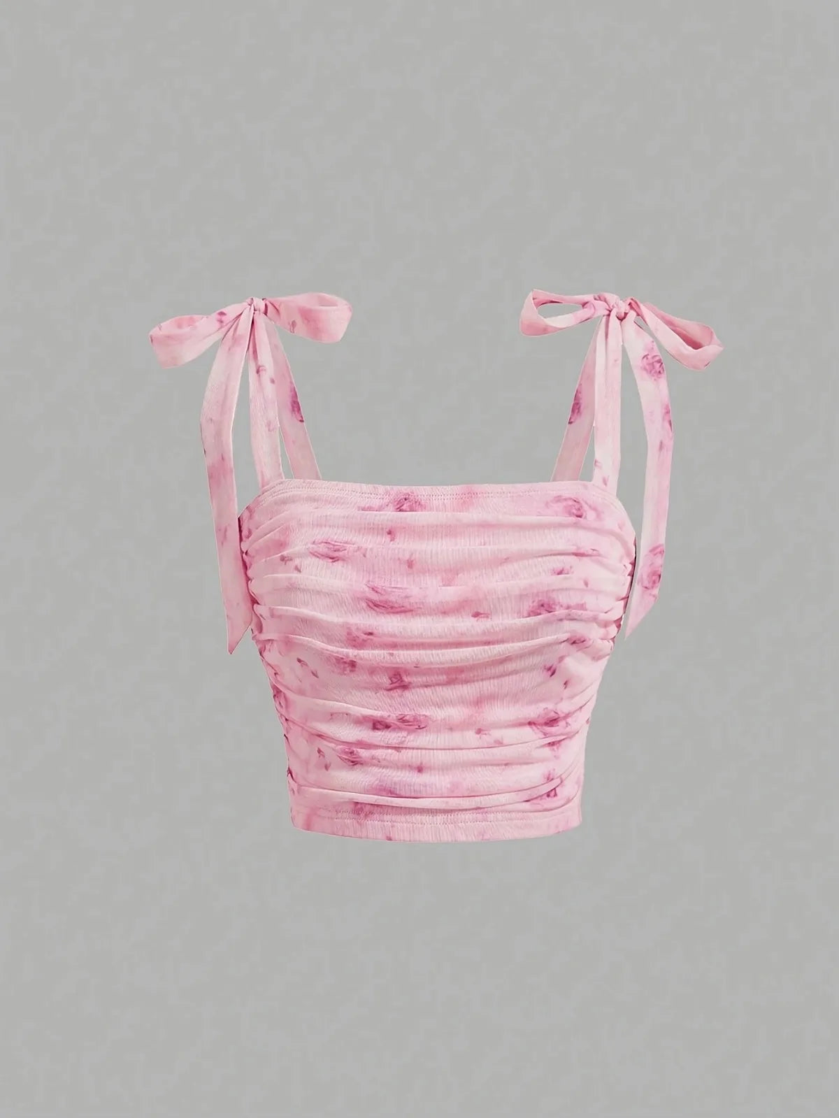 Solid Tie Shoulder Ruched Wide Strap Slim Fit Crop Top Women Clothing Summer 2025 Y2K Clothes Pink Backless Camis Top Streetwear