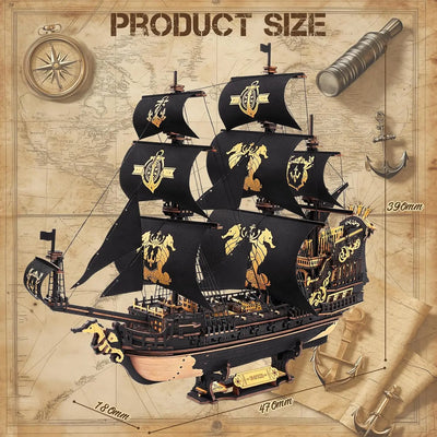 Robotime Rokr 3D Puzzle Wooden Seahouse Barque Model kits Build Home Desk Decoration Gift For Teens and Adults - Smarsty