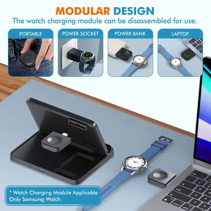 3 In 1 Wireless Charger Stand With Fast Charging Dock - Smarsty