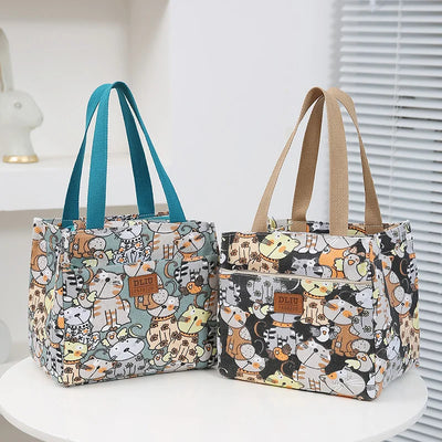 Insulated Cartoon Print Lunch Bag Large Capacity Everyday - Smarsty