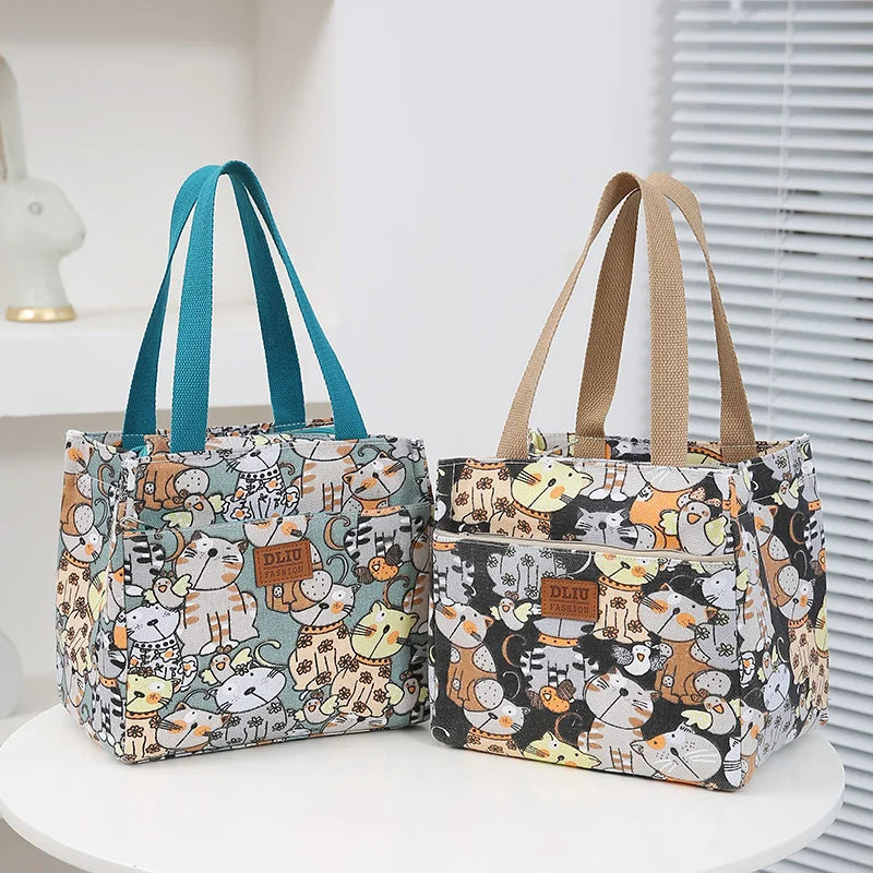 Insulated Cartoon Print Lunch Bag Large Capacity Everyday - Smarsty