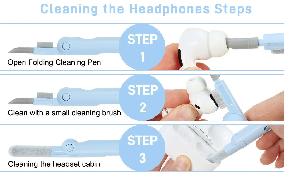 7-in-1 Computer Keyboard Cleaner Brush Kit Earphone Cleaning Pen For Headset Keyboard Cleaning Tools Cleaner Keycap Puller Kit - Smarsty