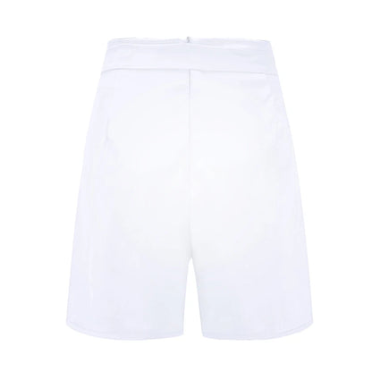 Y2K Solid Button Front Shorts Tie Waist Beach Summer High Waist Shorts Women's Clothing - Smarsty