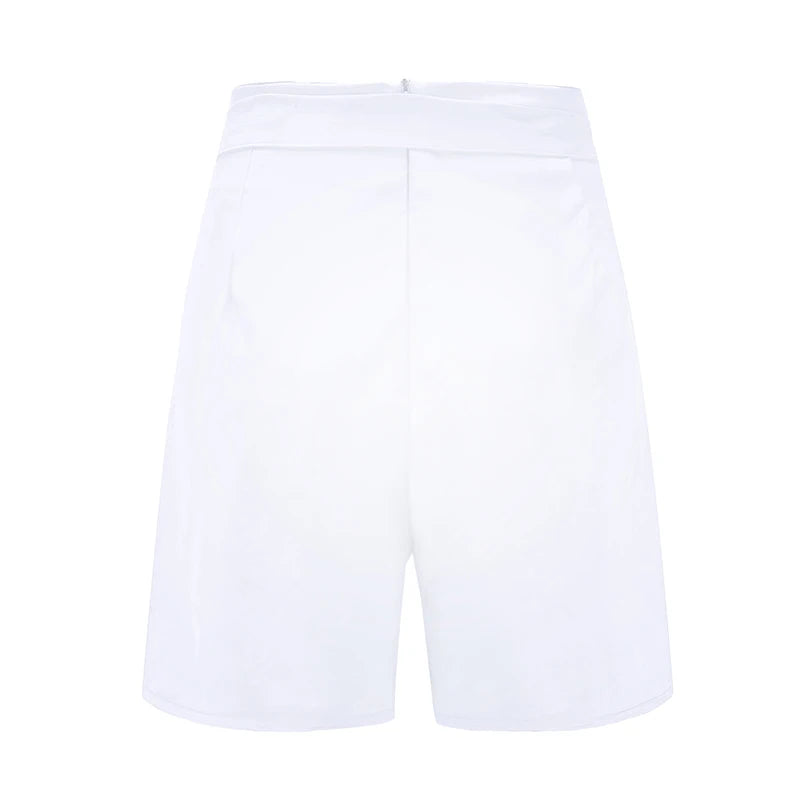Y2K Solid Button Front Shorts Tie Waist Beach Summer High Waist Shorts Women's Clothing - Smarsty
