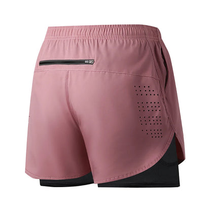 Men's Running Shorts Quick-drying Fitness Black Double Layer Shorts Men New Sport Workout Training Bodybuilding Short Pants - Smarsty