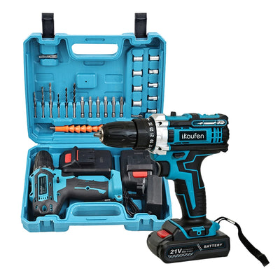 Multifunctional 21V rechargeable impact drill lithium battery cross-border flashlight gun drill electric screwdriver electric dr