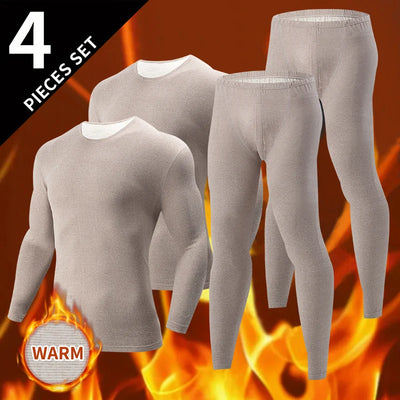 2/4 Pcs Men's Solid Color Simple Autumn And Winter Thermal Underwear Comfortable And Casual Bottoming Underwear Teenagers Pajama - Smarsty