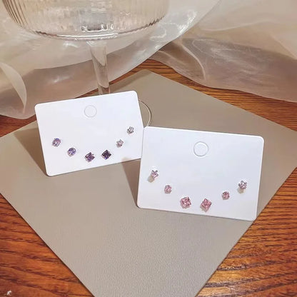 4 Pair Silver Heart Stud Earrings Set Cute Gift Everyday - Smarsty