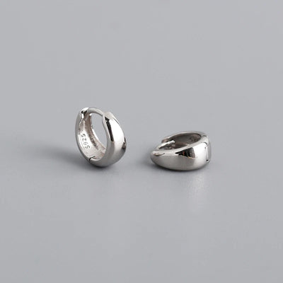 925 Sterling Silver Wide Gothic Huggies Hoop Earrings - Smarsty