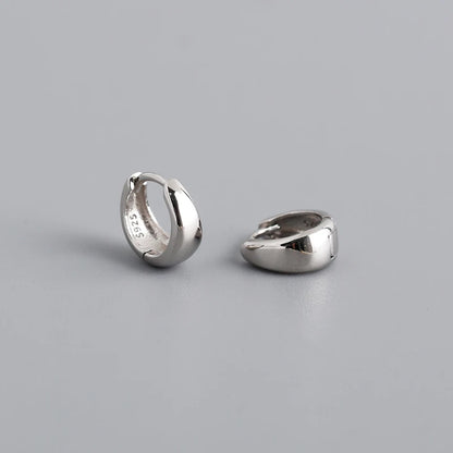 925 Sterling Silver Wide Gothic Huggies Hoop Earrings - Smarsty
