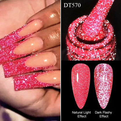 Pink Fluorescent Reflective Gel Nail Polish for Stunning Manicures - Smarsty
