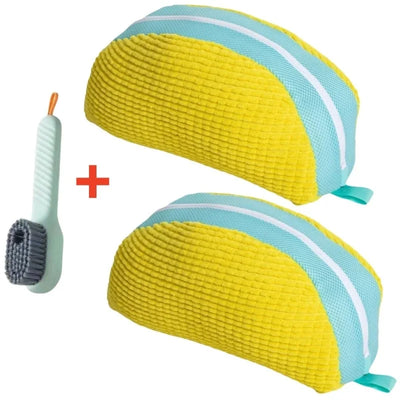 1/2/4PCS Shoe Washing Machine Bag with Liquid Shoe Brush Set Durable Laundry Shoe Bag and Soft Bristle Clean Brush for All Shoes - Smarsty