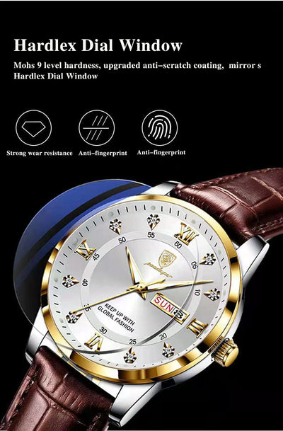 Luxury Waterproof Luminous Leather Quartz Watch for Men - Smarsty