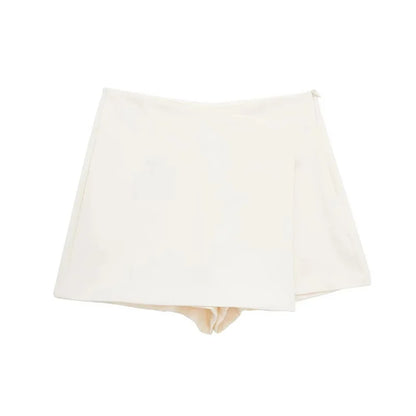 MUJER 2025 Asymmetric Skort For Women Black High Waist Mini Skirt Shorts Women Casual Bermuda Shorts Woman Summer Skirt Shorts - Smarsty