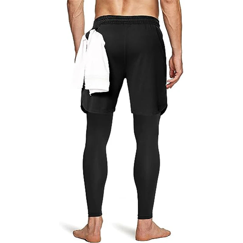 Men's Sport Pants 2 in1 Training Athletic Tracksuits Sportswear Workout Male Jogging Trousers Gym Fitness Running Pants Men - Smarsty