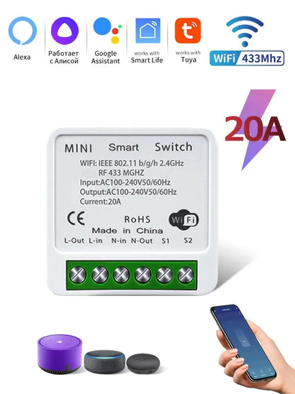 Tuya WiFi Mini Smart Switch Module for Voice Control - Smarsty