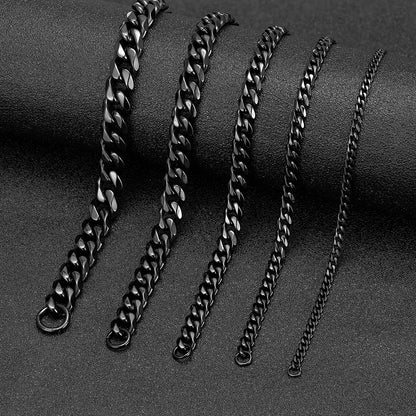 MKENDN 3-11mm Silver Stainless Steel Curb Link Bracelet - Smarsty
