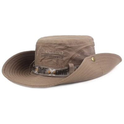 Summer Men Bucket Hat Outdoor UV Protection Wide Brim Panama Safari Hunting Hiking Hat Mesh Fisherman Hat Beach Sunscreen Cap - Smarsty