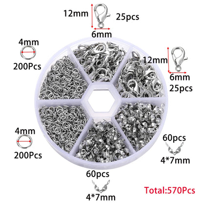 Bulk Jewelry Findings Kit 400Pcs Lobster Clasps Beads - Smarsty