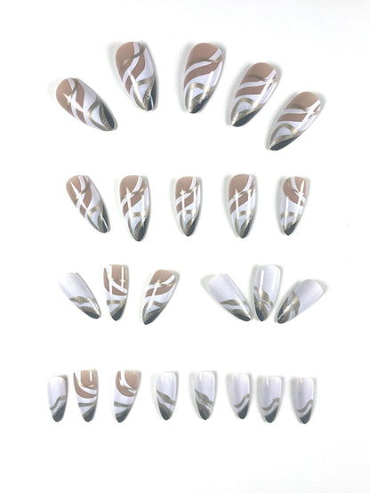 24 Piece Long French Minimalist Color Matching Nails Set - Smarsty