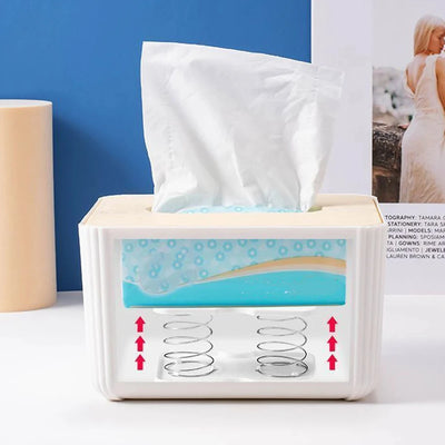 Tissue Box Tissue Dispenser Spring Automatic Lift Spring Loaded Tissue Box Office Home Kitchen Toilet Bracket Kitchen Organizer by Smarsty