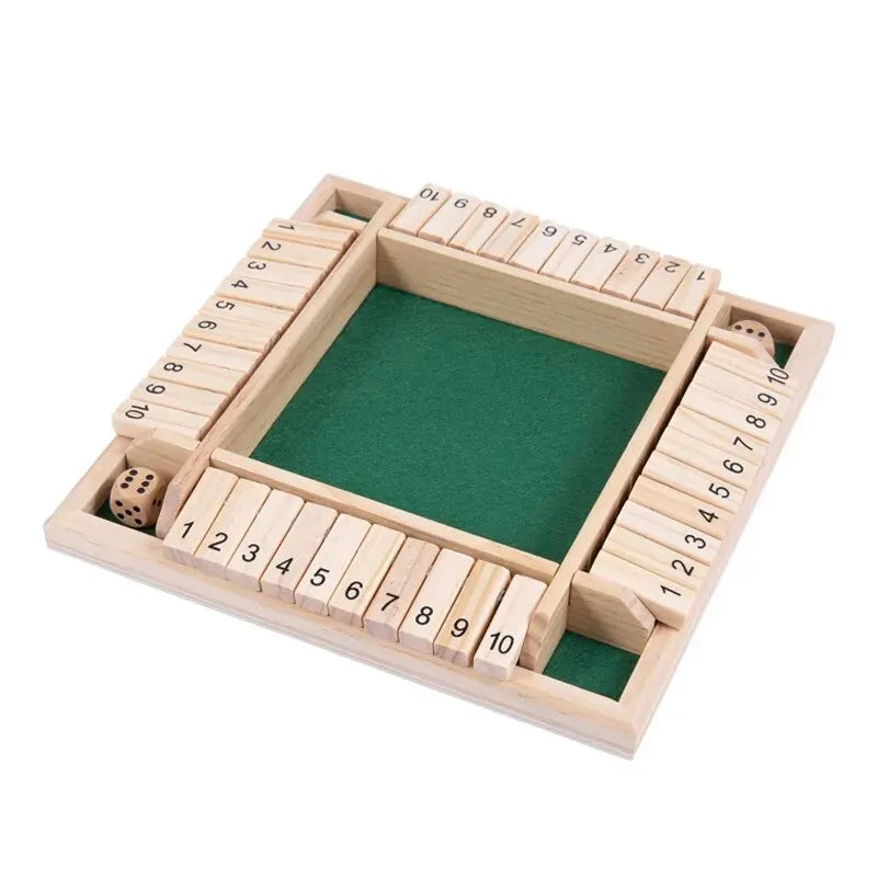 Wooden Dice Board Game Shut The Box for 4 Players Flaps & Dices Game Parent-children Interaction Family Entertainment - Smarsty