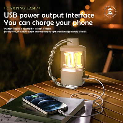 LED Camping Lantern Rechargeable Portable Flashlight Work Light 5 Modes Hanging Tent Lamp 8 Light Filaments Outdoor by Smarsty