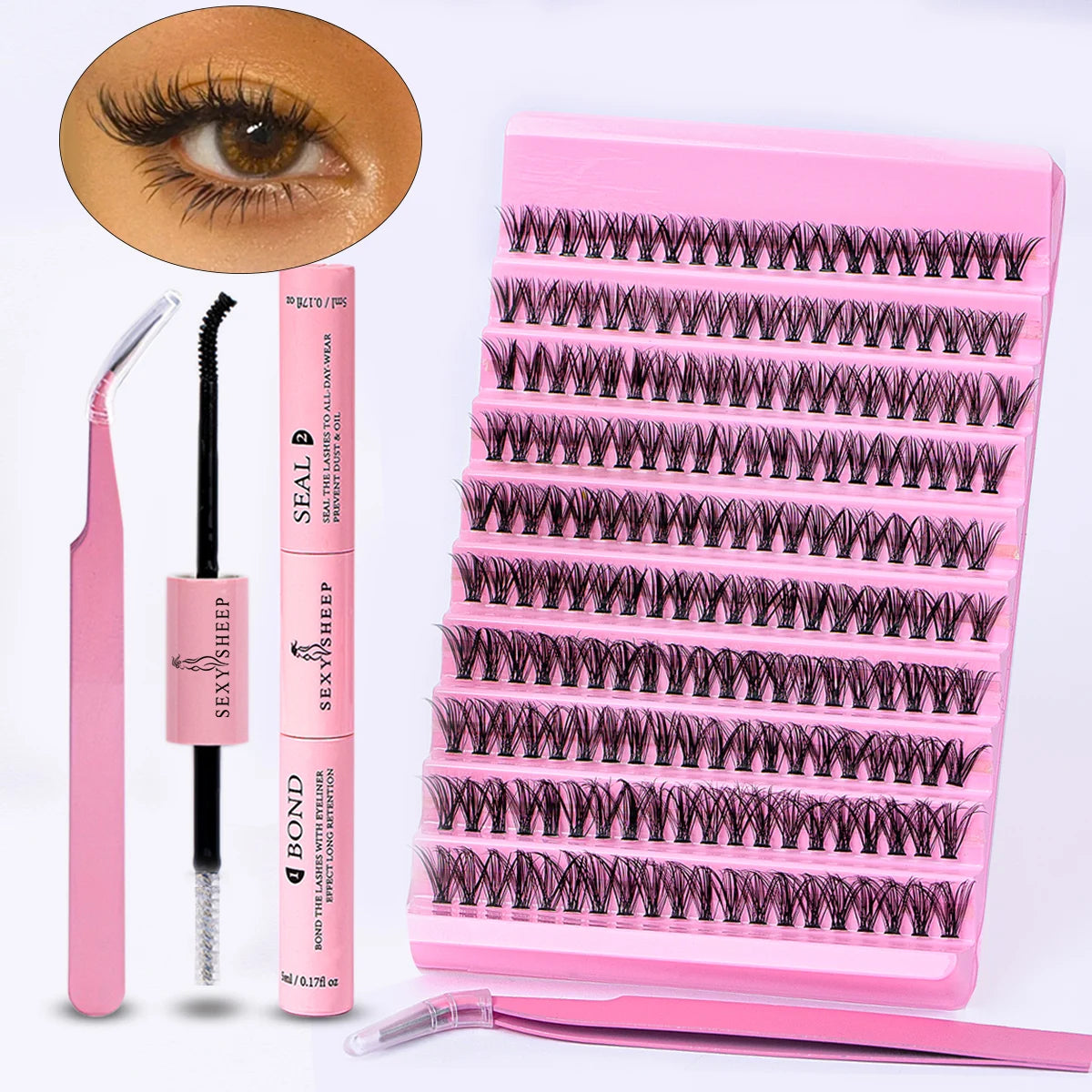 DIY Eyelash Extension Kit with 200pcs D Curl Clusters - Smarsty