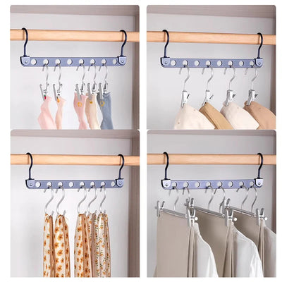 8 Holes Storage Rack for Clothes Hanger Organizer Foldable Rotatable Magic Metal Hangers Storage Rack Wardrobe Space Saver Hook by Smarsty