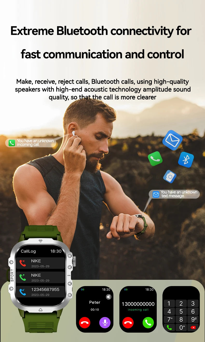 Outdoor Sports Smart Watch with HD Screen and Bluetooth - Smarsty
