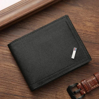 Men's leather short wallet thin wallet foldable minimalist soft leather wallet - Smarsty