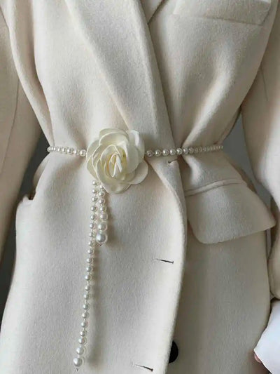 Pearl Waist Belt for Women Elegant Camellia Design - Smarsty