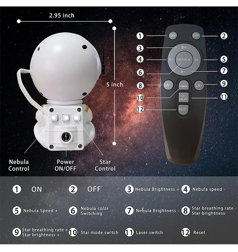 Galaxy Star Astronaut Projector LED Night Light - Smarsty