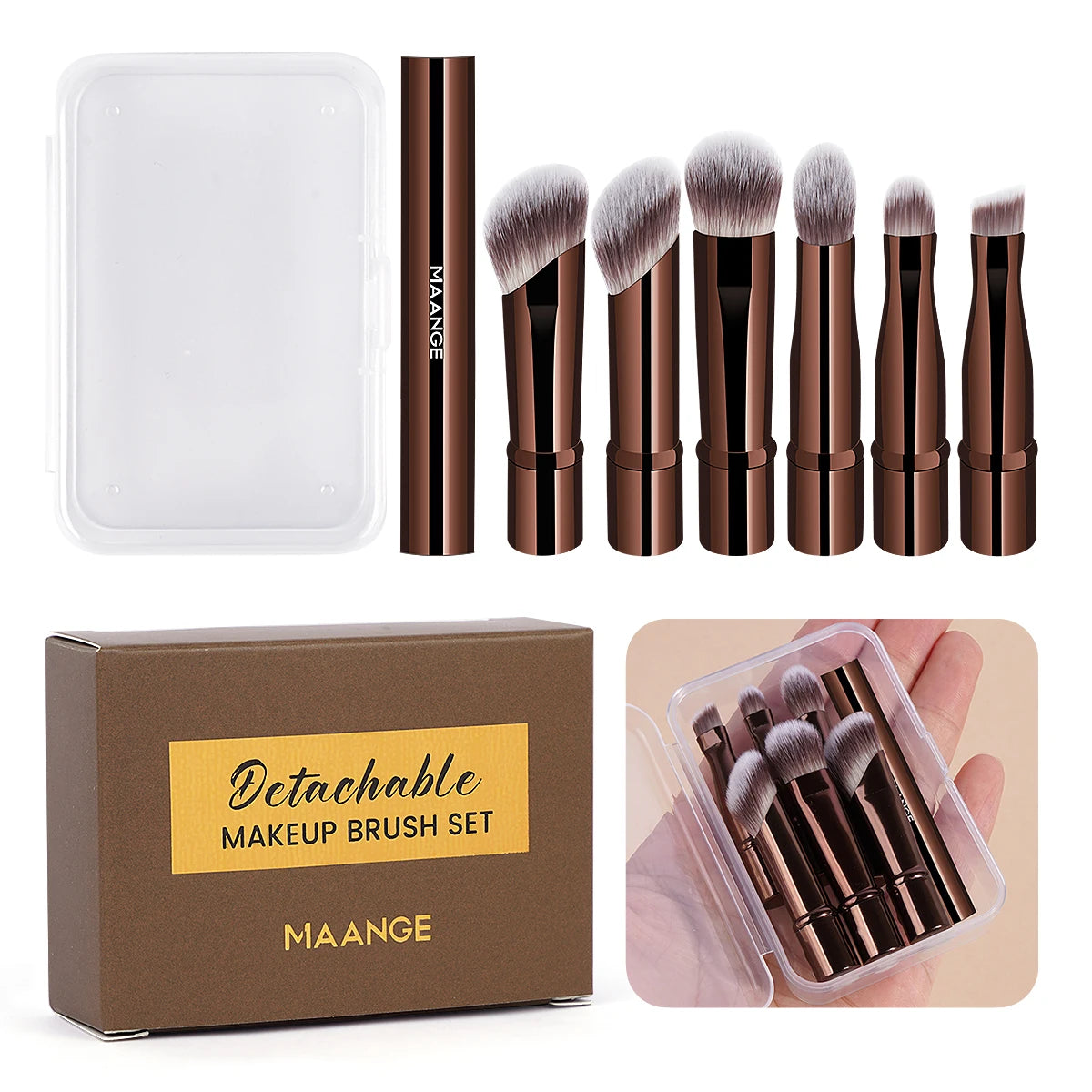 MAANGE Double Ended Makeup Brush Set for Travel and Contour - Smarsty