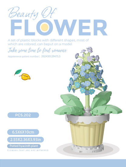 Building block flower simulation bouquet small particle assembly puzzle toy children's handmade DIY potted tabletop ornament - Smarsty