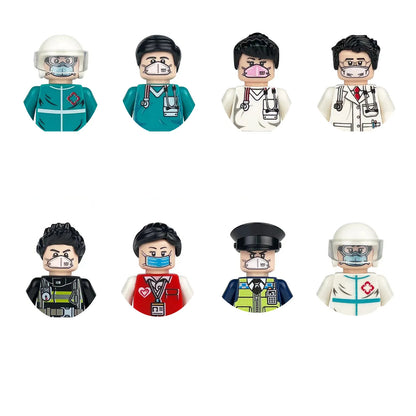 building blocks action doll mini city figures toys girls soldiers policeman robot worker fireman farmer cook movie characters