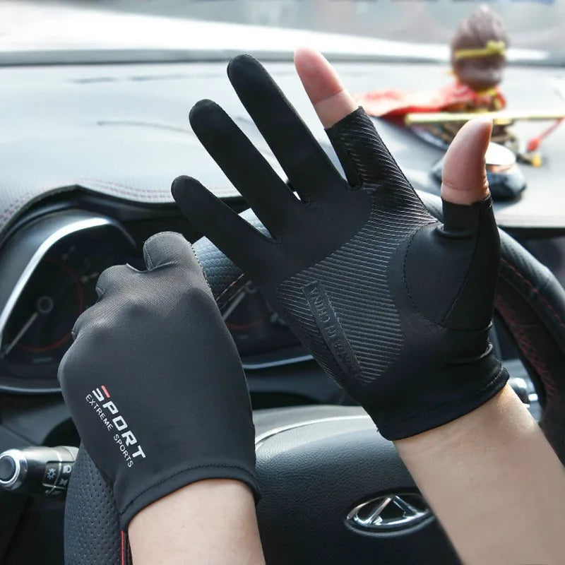 Breathable Ice Silk Sunscreen Gloves For Outdoor Use - Smarsty