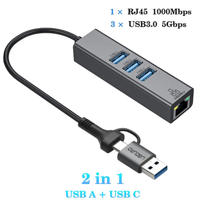 USB C Hub Docking Station With Gigabit Ethernet 100W Charge - Smarsty