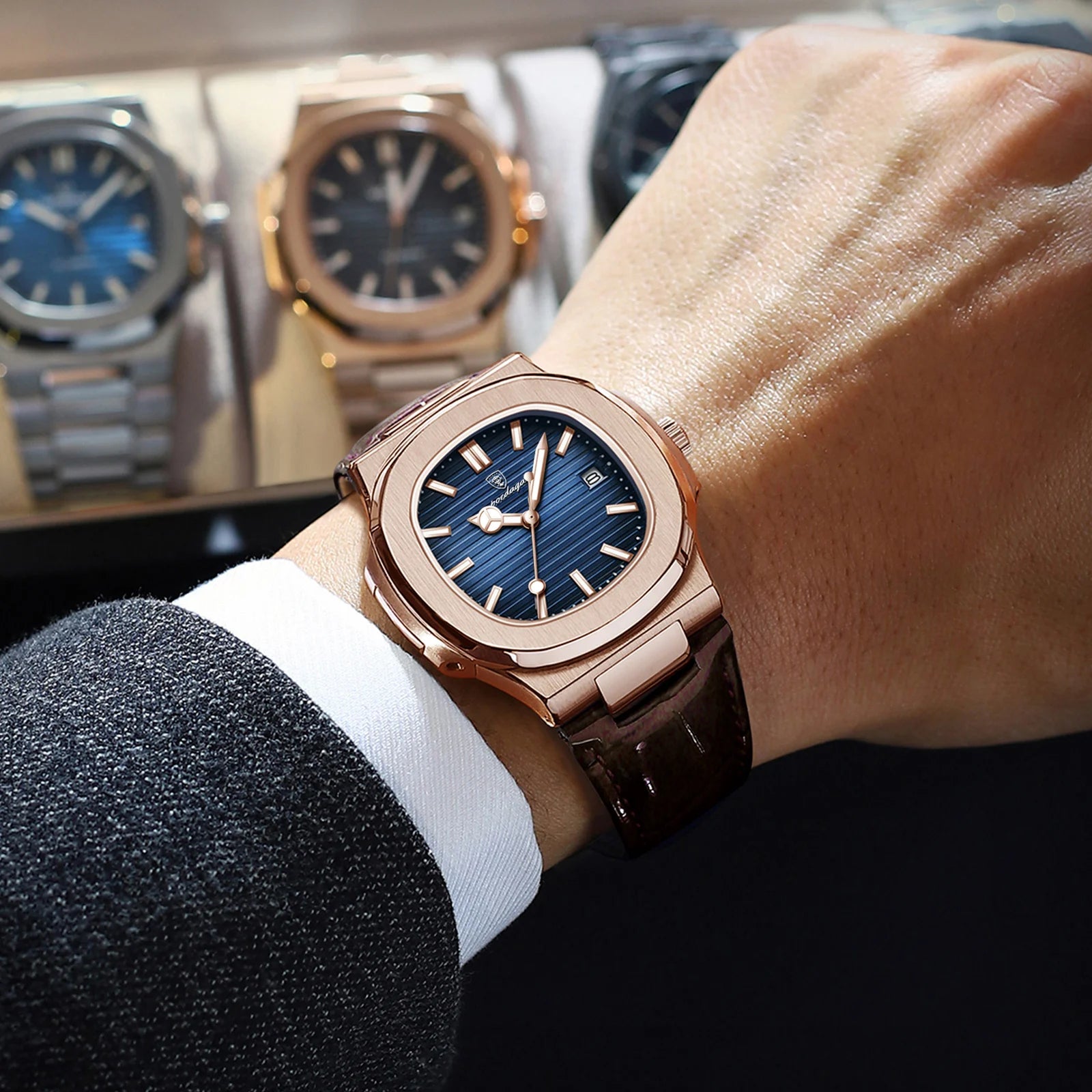 Luxury Waterproof Quartz Square Men Watch with Luminous Feature - Smarsty