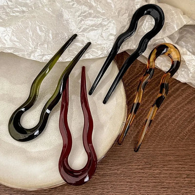 Geometric Tortoiseshell Hair Fork for Women - Smarsty