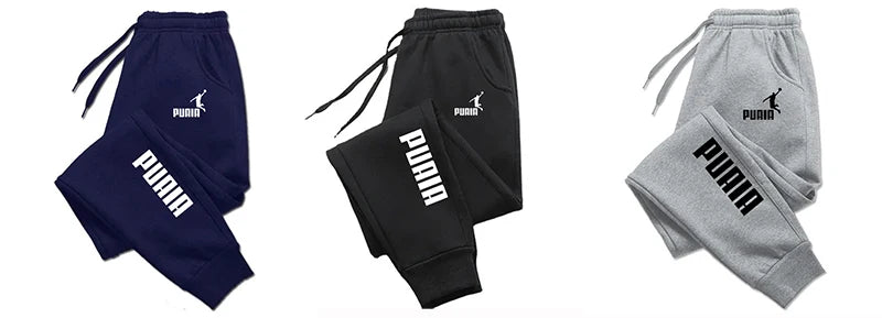 PUAIA Print Men's Pants Autumn/Winter New Sport Jogging Trousers Fitness Loose Fit Clothing Solid Color Outfit Streetwear Pants - Smarsty