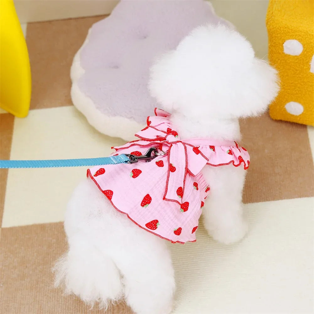 Strawberry Pattern Dog Summer Dress for Stylish Pets - Smarsty